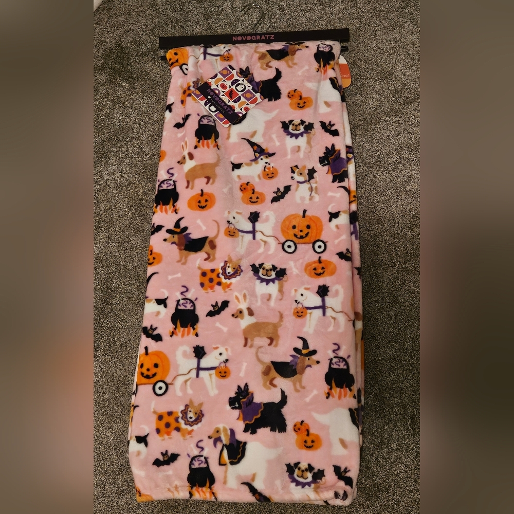Halloween Dogs Pink Throw Blanket Costumes 60x70 Oversized Plush